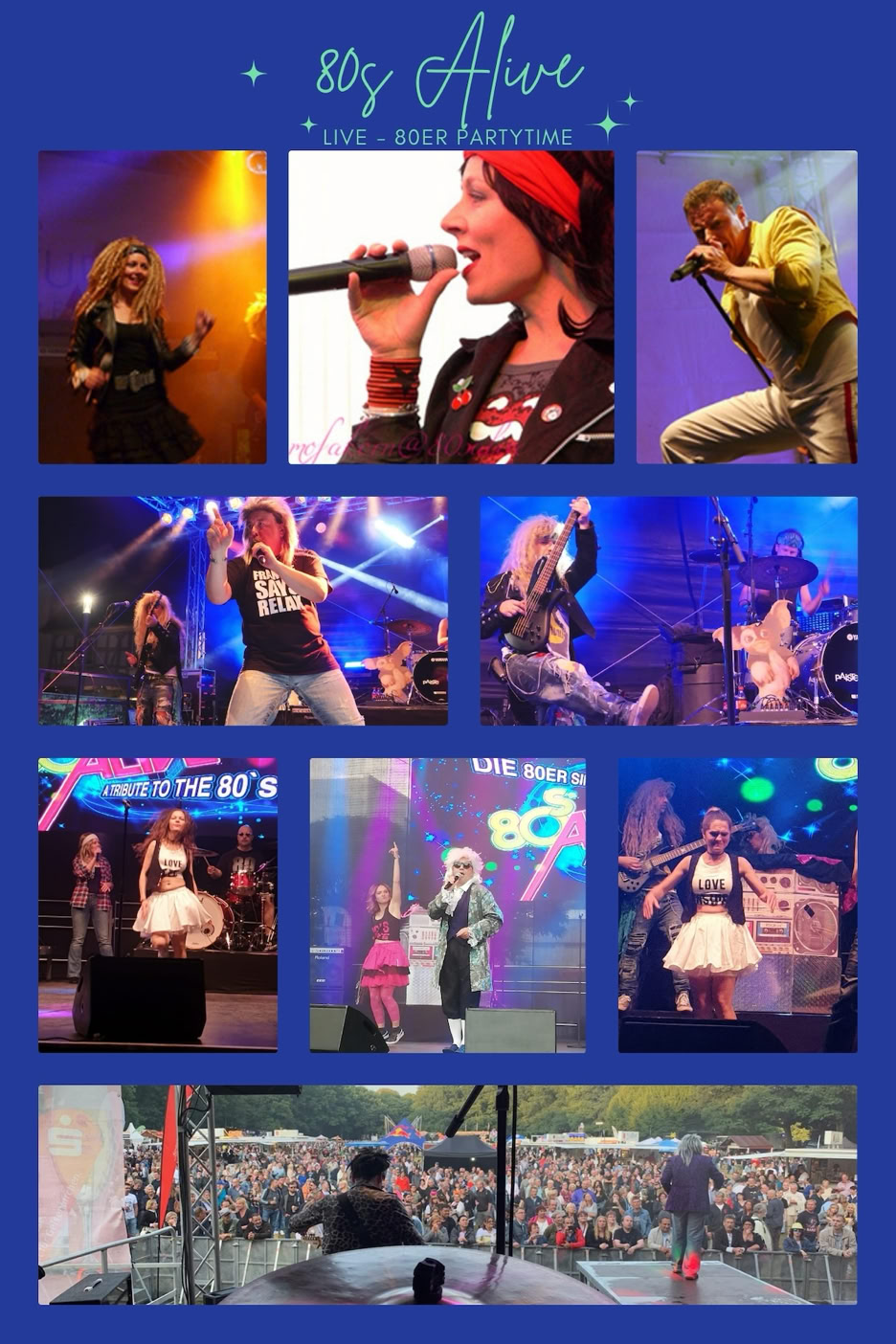 80S ALIVE 80ER JAHRE TRIBUTE BAND EPK, „80sALIVE“ die 80er-Jahre Legenden-Tribute-Show Der Showact mit Retro-Flair wird moderiert von „Mickie Sixx“. Eine „Back to the 80s“ Party im Originallook der Stars nena queen falco 